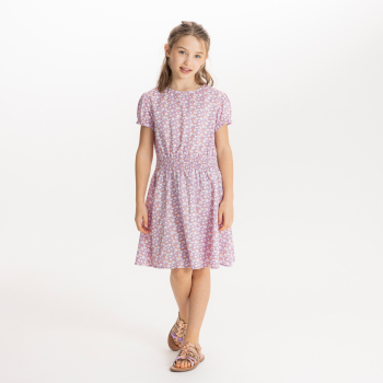 فستان مُزين بالزهور، بأكمام برينسس، باللون الأرجواني، للفتيات